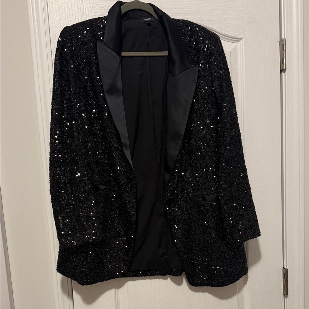 Express Black Sequin Blazer